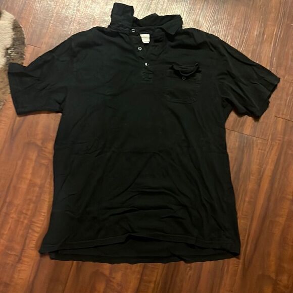 Mens Merona Black Collared Shirt - Polo Black Shirt - Like New Size Large - Picture 1 of 3
